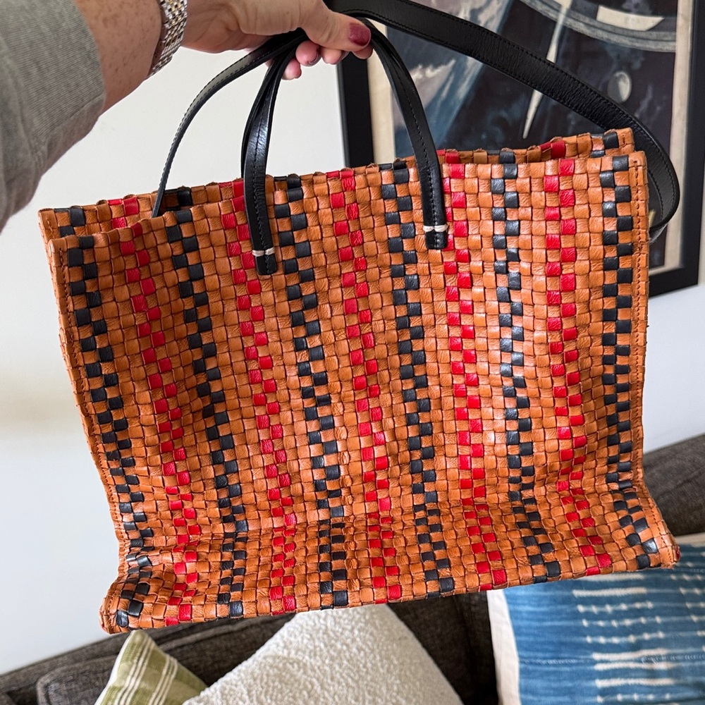 Clare V Multicolor Woven Simple Tote Bag - Picture 2 of 9